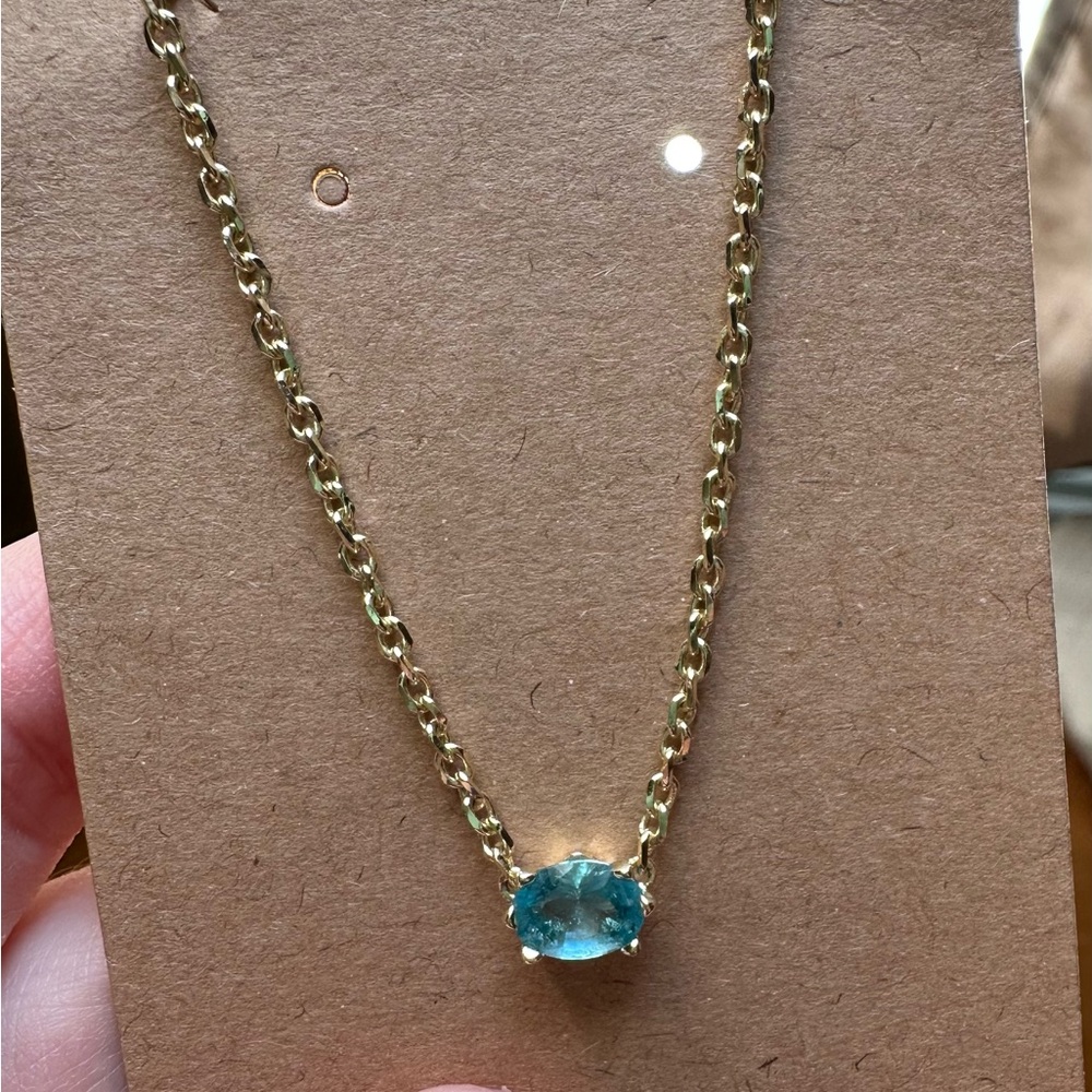 Gold Kendra Scott Necklace with Aqua Stone